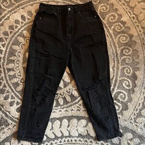 American Eagle Outfitters Black High Rise Distressed Jeans